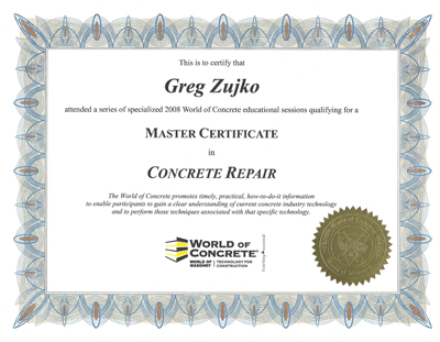Master Certificate in Concrete Repair